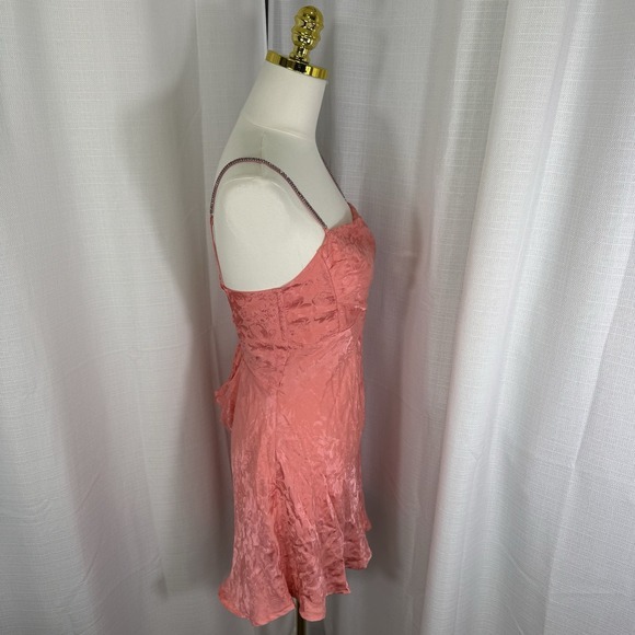NEW For Love and Lemons Gabrielle Mini Slip Dress Pink Floral‎ Satin Medium Y2K - Picture 7 of 16